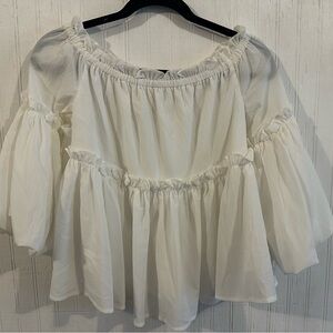 J.O.A. Cream Off-Shoulder Blouse